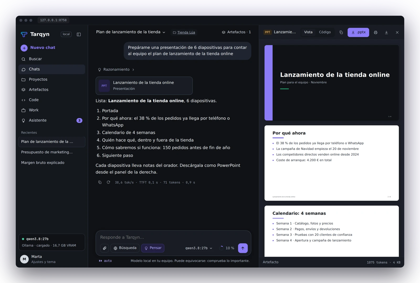 Captura real de Chat en Tarqyn